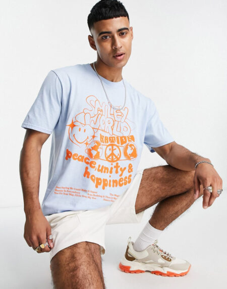 Smiley T-shirt In Light Blue - Görsel 2